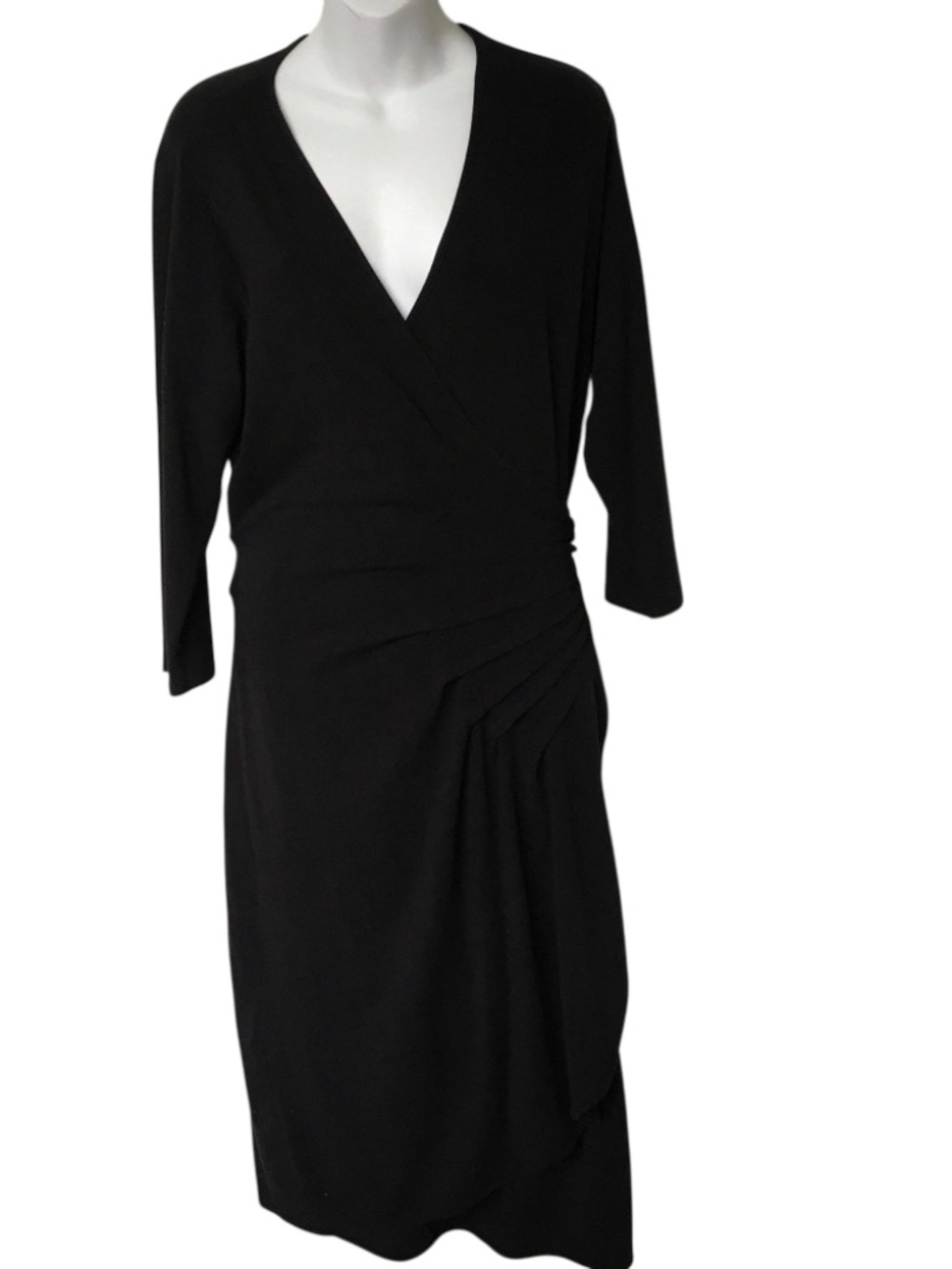 Chloe Angus Dress Vintage Wrap Pleated Waist Black Size XL Cotton Blend Stretchy